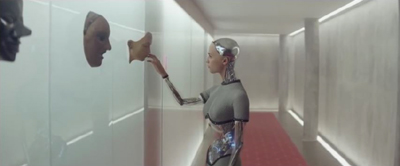 Ex Machina face touching in hallway